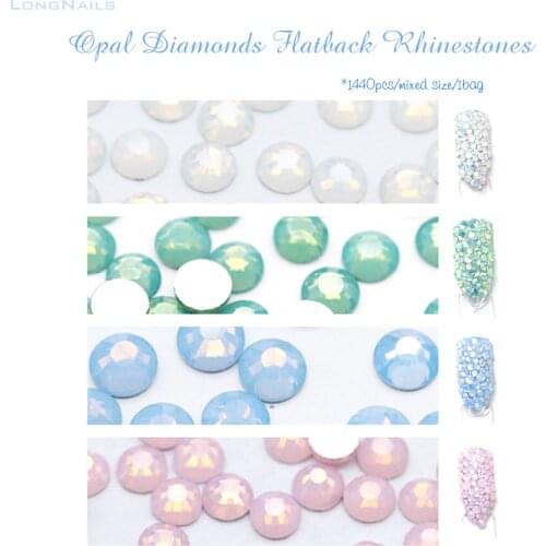 SS3-SS10 Japanese ORE Reflective Nail Rhinestones 1440pcs*6size Mix Opal Diamonds Glass SiO2 Flatback DIY Nail Gemdecors PP 8-21