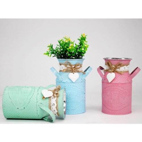 Fresh Flower Pot Living Room Floral Bucket Store PastoralIron Crafts Decor Gifts