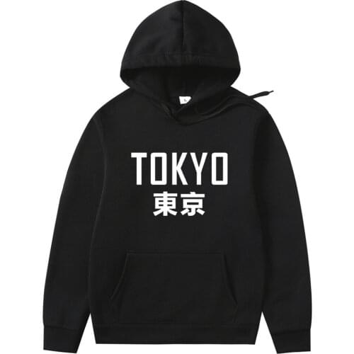 Tokyo Bay Print Mens Hoodies Sweatshirt Japanese Streetwear Tops Pullover Casual Fashion Oversized Hoodie Harajuku Men Clothing