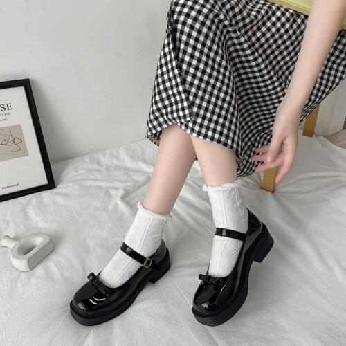 Black Round Toe Platform Ladies Small Leather Shoes Buckle Spring And Autumn Fashion British Japanese Jk Uniform Mary Jane Shoes