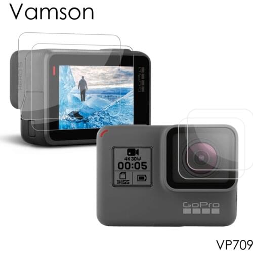 Vamson for Gopro hero 7 Black 6 5 Accessories 3 in 1 Lens Protection Cover+LCD Screen Protector + Lens Protector VP709A