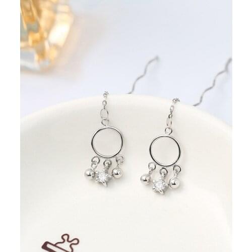 Drop Earrings Star Tassel For Women Wave Line Zircon Sweet Peas Geometric Korean Fashion Female Commuting Daily Jewelry BOYULIGE