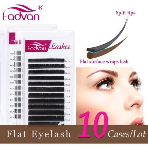 10 Boxes/Lot Fadvan Flat Eyelash Extensions Korean Quality Silk Ellipse Eye Lashes for Building Makeup Accessories