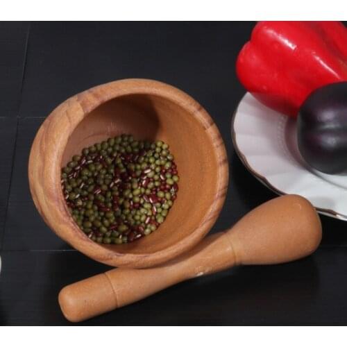 2 Pcs Mortar Pestle Grinder Crusher Beans Garlic Spices Foodstuffs Kitchen Tool Grinders Shaker Spice Container Kitchen Tools
