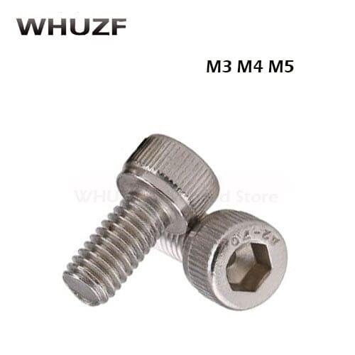 304 Stainless Steel M3 M4 M5 Screws Allen Hex Socket Head Wood Screw Bolt Fastener M3/4/5*6/8/10/12/14mm/16mm/18mm/20mm/25mm