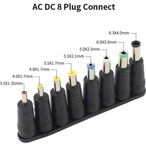8Pcs AC DC 5.5X 2.1 MM Female Jack Plug Adapter Connectors TO 6.3 6.0 5.5 4.8 4.0 3.5mm 2.5 2.1 1.7 1.35mm Male Power Adaptor