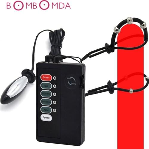 Electro Shock Anal Plug Penis Cock Ring Vibrator For Men Dick Medical Themed Toy For Men Electric G spot Stimulate Adult Sex Toy