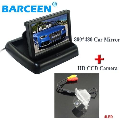 Rainproof function car reversing camrea bring 4 led lamp+4.3" car monitor for NISSAN QASHQA/ X-TRAIL for Peugeot 307 Hatchback