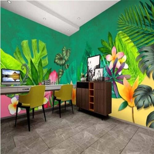 Large Green Fresh Tropical Plants Whole House Background Mural Wallpapers for Living Room Bedroom Walls 3D Wall Paper Home Decor