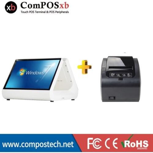 Double Screen 12'' Touch Screen Order System Restaurant Capacitive Salon POS System With POS Thermal Printer