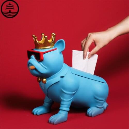 BAO GUANG TA Nordic Gang Dog Sculpture Home Desktop Decoration Modern Art Animal Statue Room Tissue Box Crafts Figurine R5785