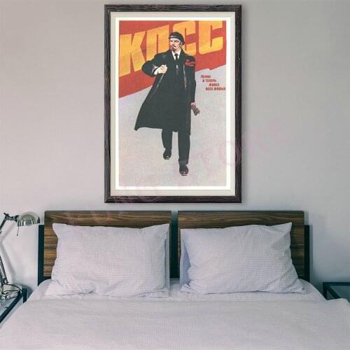 RE290 Retro Russian Style Painting Soviet Union Great Leader Lenin 22 Custom Silk Poster Home Deco Wall Art Christmas Gift