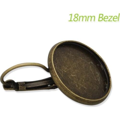 18MM Round Antique Bronze French Lever Back Earrings Blank/Base,fit 18MM glass cabochons,buttons,sold 50pcs per lot