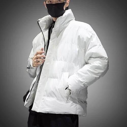 White Puffer Jacket Autumn Winer Stand Collar White Jacket Men Warm Coat Korean Fashion Men Thick Casual Jacket Slim Fit 2021