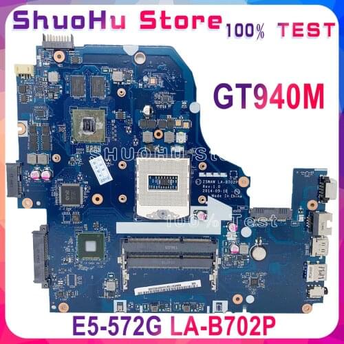 KEFU LA-B702P Motherboard fit For ACER Aspire E5-572 E5-572G Motherboard NBMQ011001 Z5WAW LA-B702P GT940M 2G Test