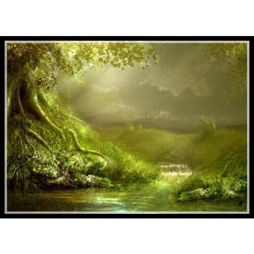 Golden panno,Needlework,Embroidery,DIY Landscape Painting,Cross stitch,kits,14ct Magic Forest Cross-stitch,Sets For Embroidery