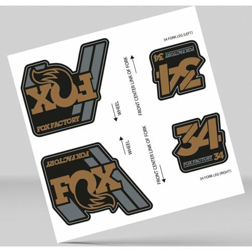 STICKERS STICKERS FORK FORK FOX 34 FACTORY 2018 DECALS ADHESIVE VINYL MARRON GREY BLACK