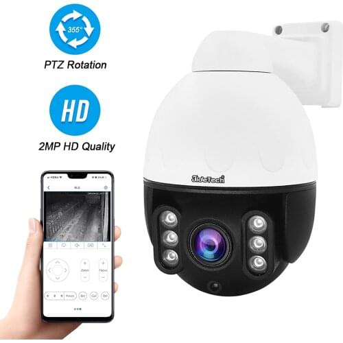 JideTech PTZ POE IP Camera Outdoor HD 5MP Dome Surveillance camera 4X Optical Zoom H.265 98ft IR Night Vision Motion Detection