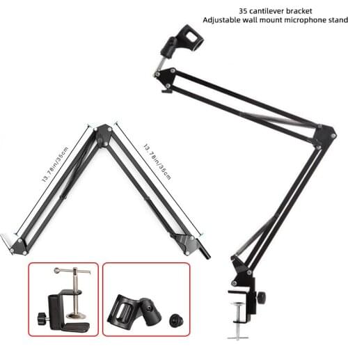 NB35 Black Mic Clip Holder Cantilever Bracket Universal Adjustable Desktop Microphone Stand with Alloy Base Clamp New Arrival