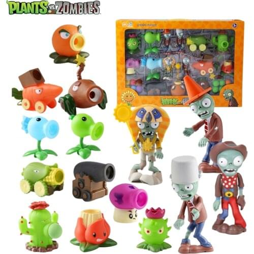 Genuine 15 Pack Plants vs Zombies 2 Catapult Toys Boys Game Toy Set Soft Anime Figure Tabletop Battle Game Model Dolls Kid Gifts