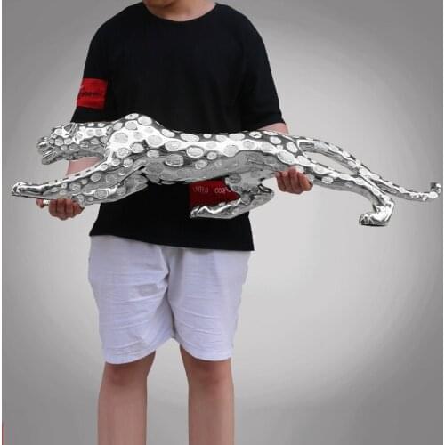RESIN CRAFTS EXTRA LARGE LUCKY SILVER LEOPARD LIVING ROOM HOME DECORATION CRAFTS CREATIVE CAR ACCESSORIES SUPPLIES GIFTS L3227