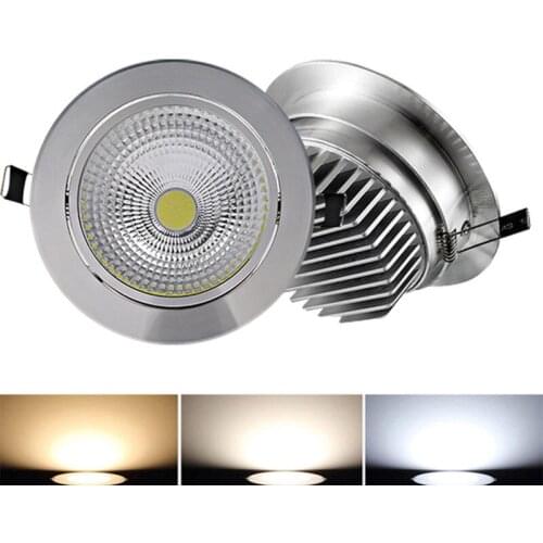 Dimmable COB downlight 5W 7W 9W 15W recessed lighting AC110/220V silver LED downlight indoor lighting