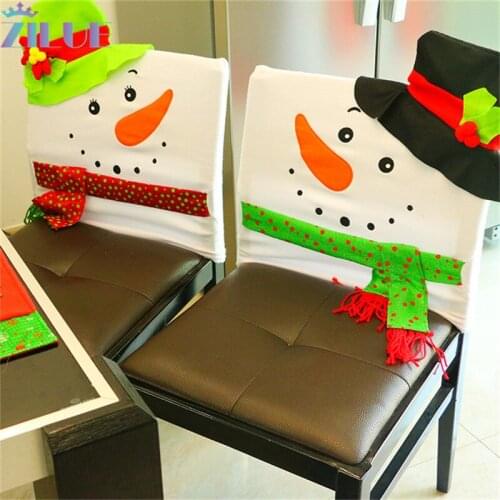 Zilue 1pcs/Lot Christmas Decorations Cartoon Chair Set Green Black Hat Snowman Hotel Restaurant Holiday Arrangement Dress Up