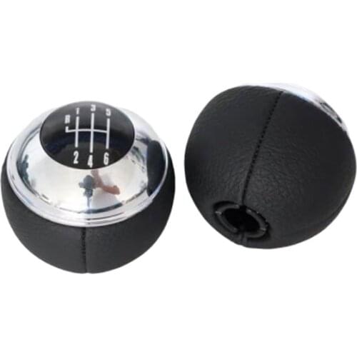 Manual 5 Speed 6 Gear Shift Knob Shifter Lever Leather Chrome For MINI R50 R52 R53 Cooper 2001-2008 25117542272 7540842 7542272