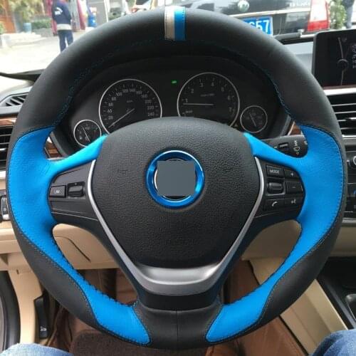 Leather DIY for BMW F30 320i 328i 320d F20 Hand-Stitched Car Steering Wheel Cover Automotive interior car accessories
