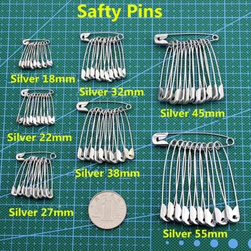 1000pcs Silver Safty Pins for Garment Tags Strings/Cords Use DIY Clothes Accessories Silver Pins Lenth 18mm-55mm Free Shipping
