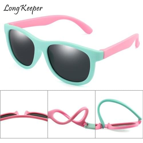 Square Kids Polarized Sunglasses Children Baby Ultra-soft Silicone Safety Sunglasses Girls Boys TR90 UV Protection Candy Oculos