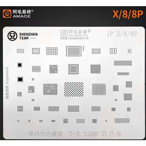 AMAOE Stencil For iPhone 8 8P X Motherboard IC Chips CPU NAND BGA Reballing Stencil Tin Planting Net Welding Template