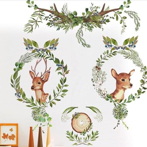 Tropical Leaves Wall Door Stickers Green Plant DIY Flowers Reflection Home Decoration Modern Poster Art Stickers For Livingrooms