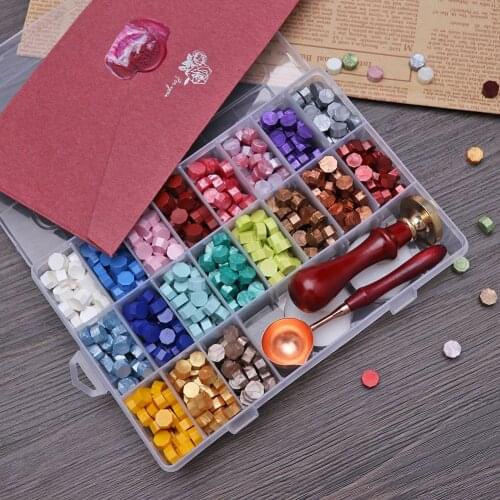 700Pcs Sealing Wax Beads Wax Tablet Box Set with Spoon Candles Sealing Stamp for DIY Scrapbooking Wedding Decorative Invitation