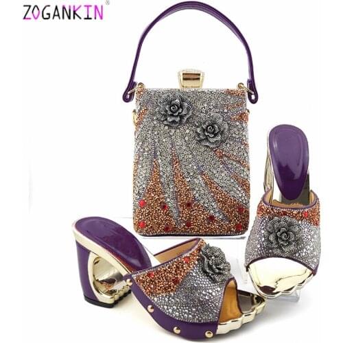 High Quality 2020 Summer New Design Purple Matching Shoes and Bag Set In Heels Matching Shoes and Bag Set for Christmas Party