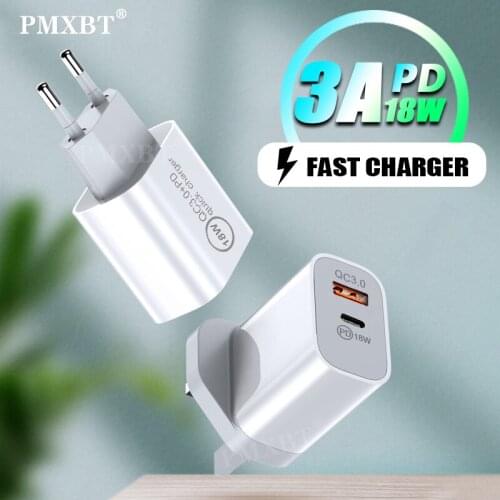 18W USB Fast Charger USB Type C PD Charger QC 3.0 Travel Wall Charger For iPhone Samsung Xiaomi Fast Charge Adapter Type-C Plug