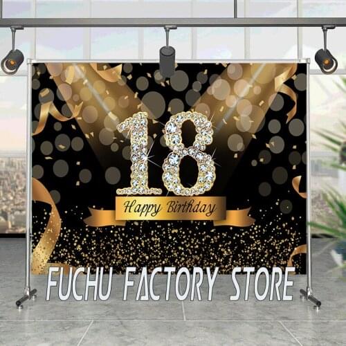 Gold Glitter Photo Background Black Diamond 18 30 40 Birthday Party Decor Supplies Customize Dessert Table Banner Backgroud