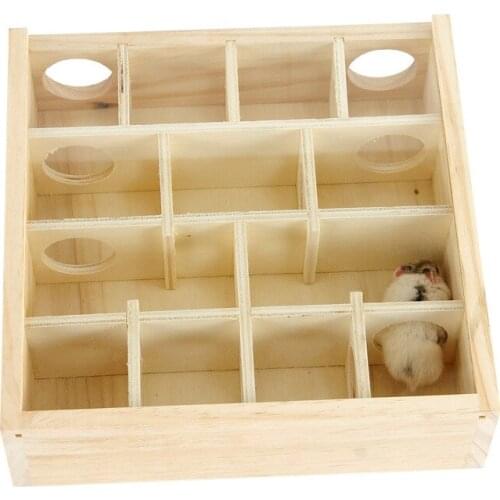 1pc 25*25*7.3cm Funny Small Animal Health Pine Labyrinth Toy Hamster Wooden Cage Climbing Tunnel Walking Playing Toys