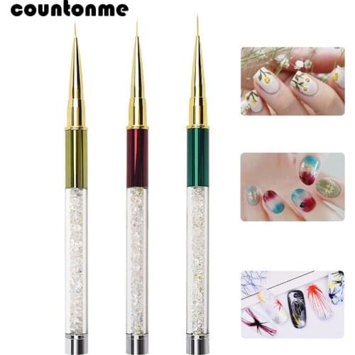 1Pcs Nail Brush Acrylic Brush thin Liner Drawing Painting Pen 7.5/9/12 mm Rhinestones Gradient Handle UV Gel Manicure Brushes