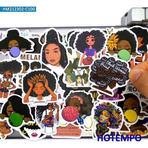 100pcs Hip Hop Rapper Star Melanin Poppin Scrapbooking Notebook Stickers Pack for Kids Toys Phone Laptop Stationery Bike Sticker