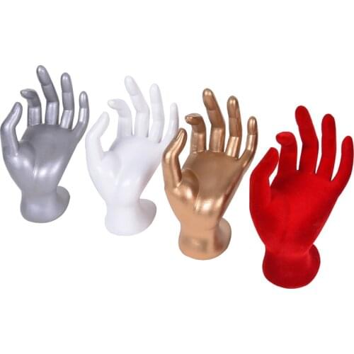 17x11cm Resin OK Shaped Hand Model Jewelry Display Velvet Stand Ring Bracelet Bangle Hanging Organizer Holder Stand