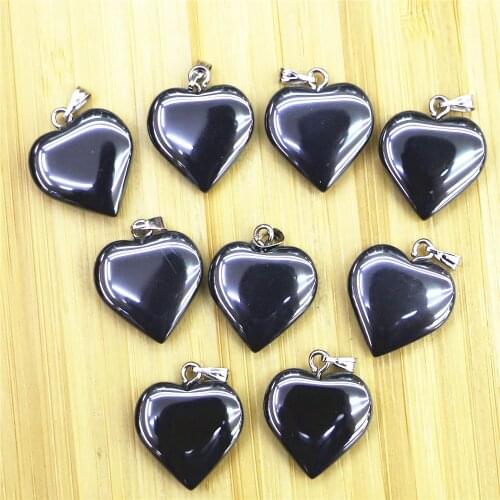 20pcs/lot Wholesale Natural Hematite Heart Pendant Bead Used for Making Natural Stone Necklaces, Pendants and Bracelets