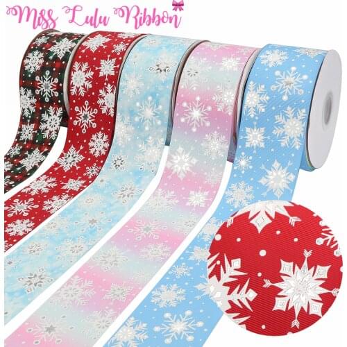 3 "75mm Christmas Series Silver Snowflake Print Solid / Plaid Holographic Ribbon DIY Christmas Party Accessories 50 Yards / Roll
