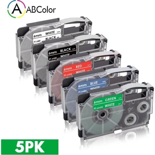 6mm XR-6WE XR-6ABK XR-6ARD XR-6ABU XR-6AGN Tape For CASIO XR 6WE 6ABK 6ARD Label Tape For CASIO KL-60 KL-120 KL-100 Label Maker