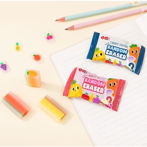 60 pack/lot Creative Fruit Candy Eraser Kawaii Writing Drawing Rubber Pencil Eraser Stationery For Kids Gifts School suppies