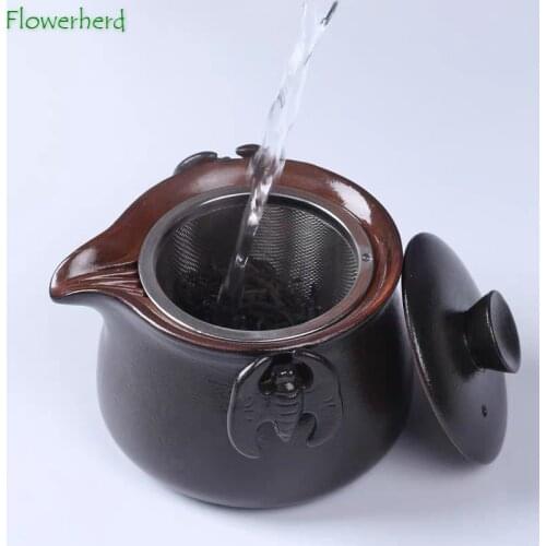 Large Ceramic Kung Fu Tea Set Coarse Pottery Hand-catch Tea Pot and Cup Set Japanese Style Ilter Anti-scalding Teapot Teaware