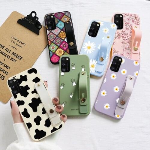 Wrist Strap Case For Samsung Galaxy A41 Fundas 6.1" Flowers Soft Silicone Phone Cover For Samsung GalaxyA41 A 41 Coque Etui 2020