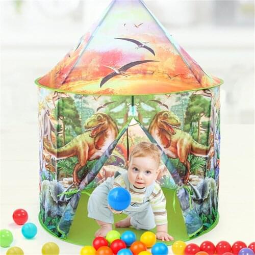 Children Play Tent Dinosaur Folding Indoor Kids Pop Up Playhouse New Dinosaur Yurt Baby Play Tent Quick Automatic Opening Space