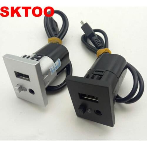 For Ford Focus MK2 USB/AUX Slot interfaces Plug Button + Cable Interface With Mini USB Cable Adapter Accessories Black Silver