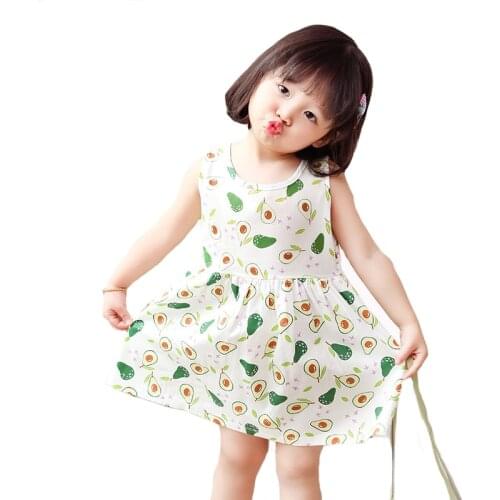 Toddler Home Comfort Childrens Clothes Pure Cotton Cartoon Baby Girls Dress 1-5 Years Old Summer Lovely Casual Kids Dresses